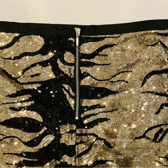 BLACK COLLECTION Mini Skirt Black Gold Tiger Print Celebrity Luxury Style - Picture 7 of 14